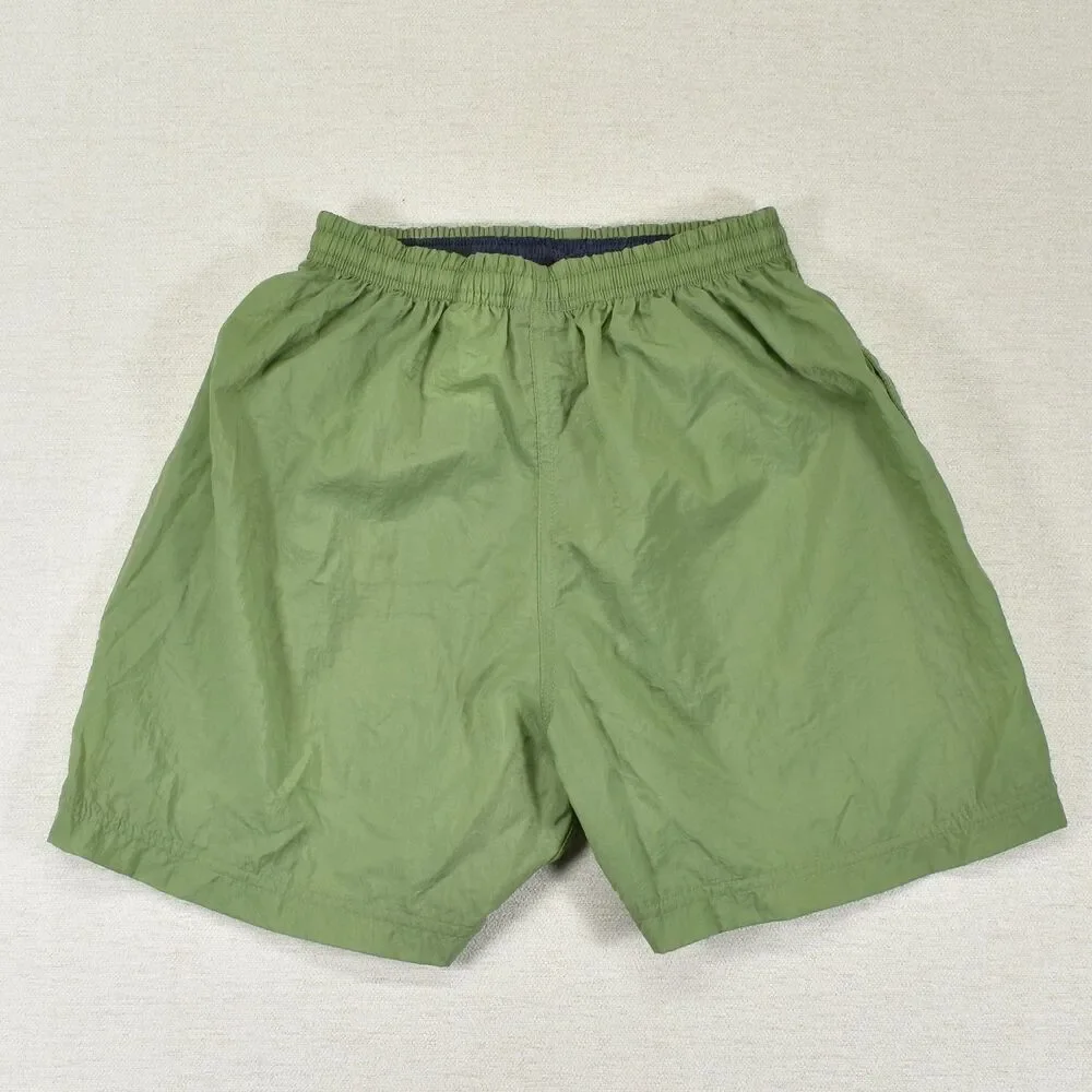 Nike Boys M 8-10 Green Athletic Nylon Shorts Windbreaker Unlined Swoosh Y2K